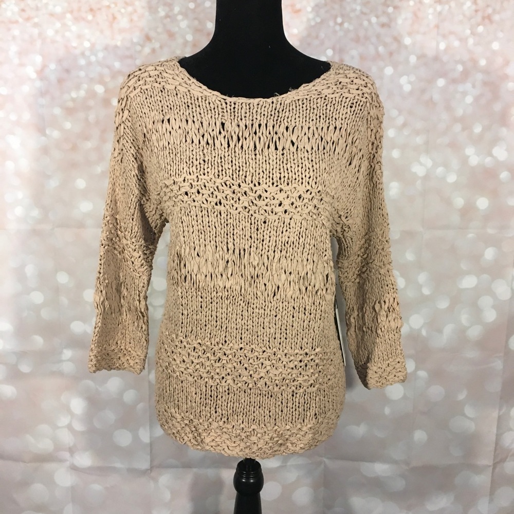 Rondina New York Tan Hand-knit Pullover Sweater
